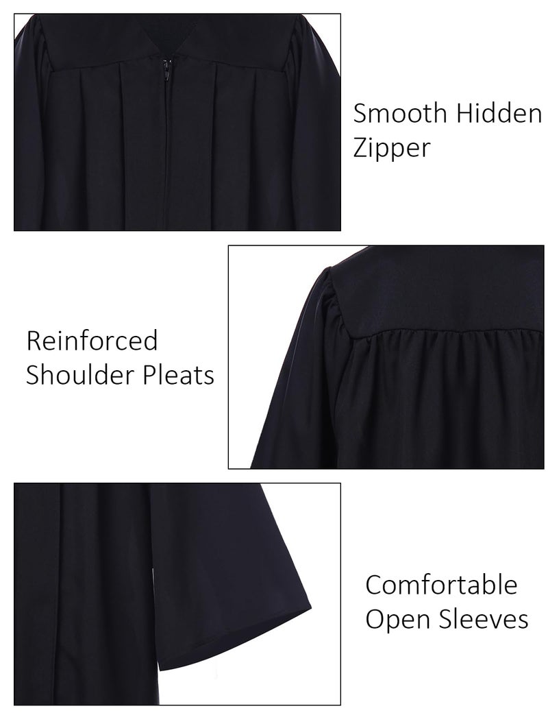Newrara Unisex Premium Matte Graduation Gown Only (X-Large 54(5'9"-5'11"), Black) - Image 3
